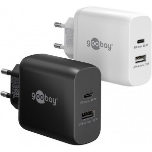 Chargeur Rapide Double USB-C™ PD GaN (45 W) noir