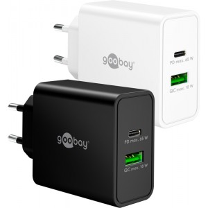 Goobay 65 W Chargeur Rapide Double USB-C PD GaN blanc