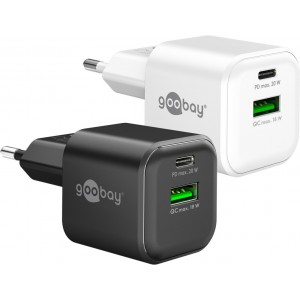 Goobay 20 W Chargeur Rapide Double USB-C PD GaN noir