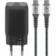 Goobay 65 W Set de Chargeur Rapide USB-C Nano et de Câble Textile USB-C (1 m)