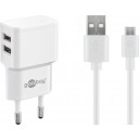 Goobay 12 W Kit de Charge Double Micro-USB blanc