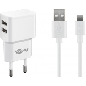 Goobay 12 W Charge Kit Double USB-C blanc