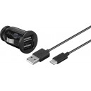 Goobay 12 W Dual USB Kit de Chargeur pour Voiture USB-C, USB-A